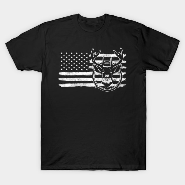 American Flag Deer Hunting Funny Gift For Hunter T-Shirt by HCMGift